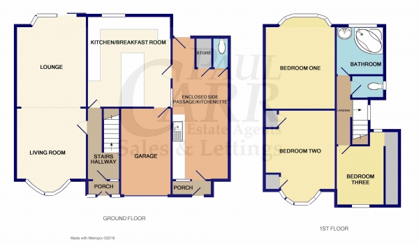 Floor Plan for 3 Bedroom Semi-Detached House for Sale in Ashcombe Avenue,Handsworth Wood, Birmingham, West Midlands, Handsworth Wood, B20, 1AT -  &pound335,000