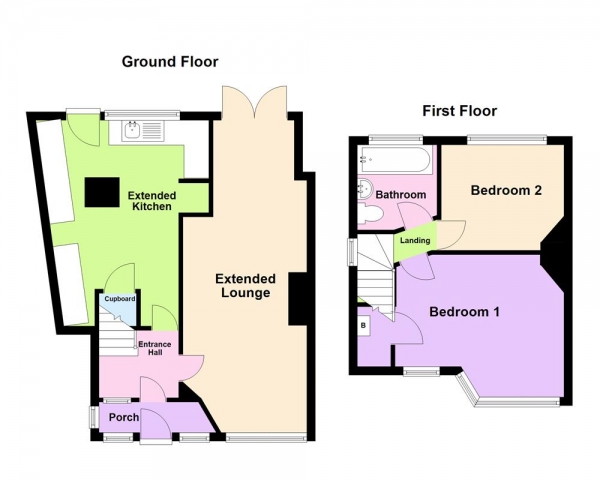 Floor Plan Image for 2 Bedroom Semi-Detached House for Sale in Courtenay Road, Great Barr, Birmingham B44 8JA