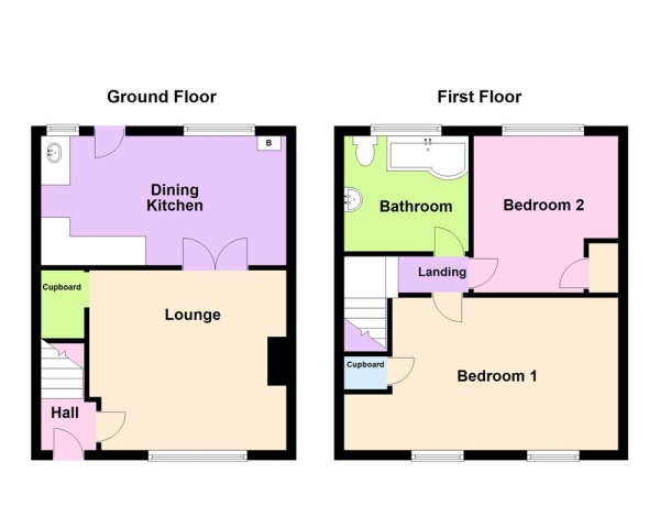 Floor Plan Image for 2 Bedroom Terraced House for Sale in Cooksey Lane, Kingstanding, Birmingham B44 9QL