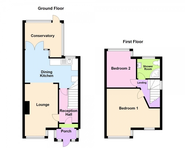 Floor Plan for 2 Bedroom Semi-Detached House for Sale in Atlantic Road, Great Barr, Birmingham B44 8LG, Great Barr, B44, 8LG - Offers Over &pound180,000