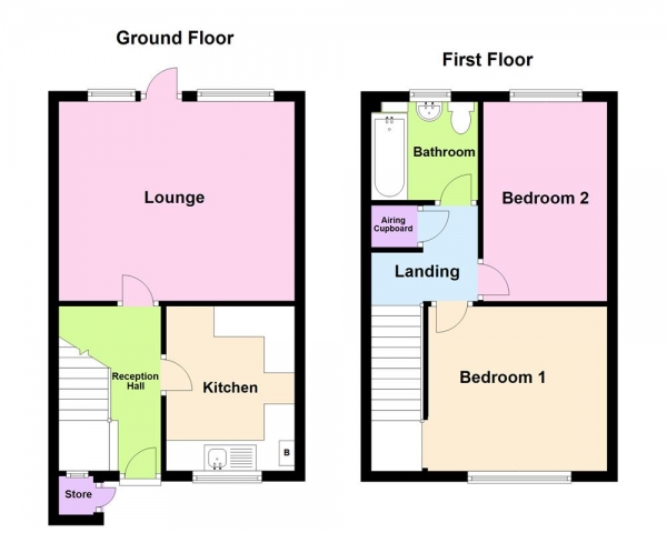 Floor Plan Image for 2 Bedroom Terraced House for Sale in Crossways Green, Kingstanding, Birmingham B44 8QW