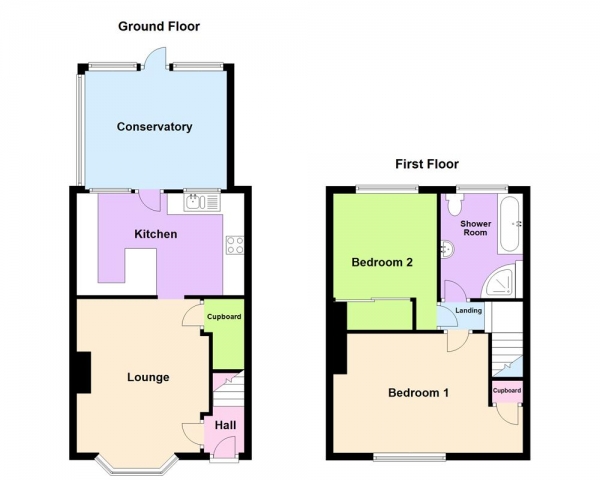 Floor Plan for 2 Bedroom Terraced House for Sale in Rivington Crescent, Kingstanding, Birmingham, B44 0PL, Kingstanding, B44, 0PL - Offers Over &pound175,000