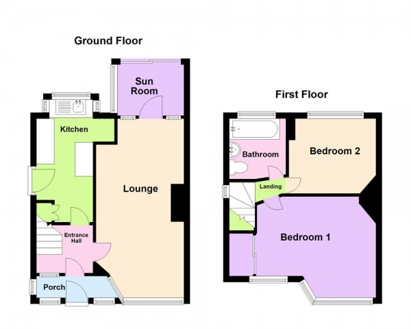 Floor Plan Image for 2 Bedroom Semi-Detached House for Sale in Courtenay Road, Great Barr, Birmingham B44 8JA