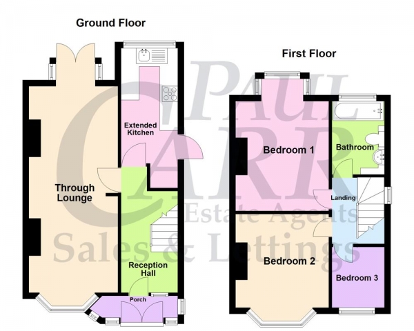 Floor Plan for 3 Bedroom Semi-Detached House for Sale in Marshall Grove, Great Barr, Birmingham B44 8HR , Great Barr, B44, 8HR -  &pound220,000