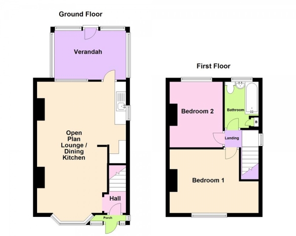 Floor Plan for 2 Bedroom End of Terrace House for Sale in Dyas Road, Great Barr, Birmingham, B44 8TE, Great Barr, B44, 8TE - Offers Over &pound170,000