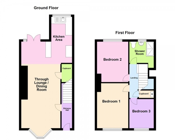 Floor Plan for 3 Bedroom Terraced House for Sale in Warren Farm Road, Kingstanding, Birmingham B44 0PX, Kingstanding, B44, 0PX - Offers Over &pound200,000