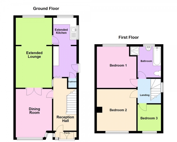 Floor Plan Image for 3 Bedroom Semi-Detached House for Sale in Southgate Road, Great Barr, Birmingham B44 9AH