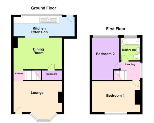 Floor Plan Image for 2 Bedroom Semi-Detached House for Sale in Dyas Road, Great Barr, Birmingham, B44 8SZ