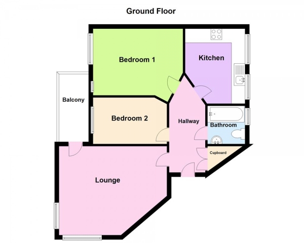 Floor Plan Image for 2 Bedroom Apartment for Sale in Golden Eagle Gardens, Perry Common, Erdington, B23 5GY