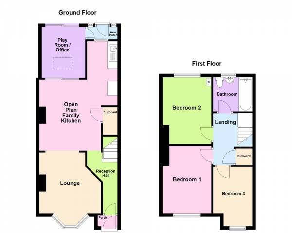 Floor Plan Image for 3 Bedroom Terraced House for Sale in Rough Road, Kingstanding, Birmingham B44 0UP