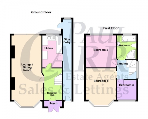 Floor Plan for 3 Bedroom Semi-Detached House for Sale in Warren Hill Road, Kingstanding, Birmingham B44 8HA, Kingstanding, B44, 8HA - Offers Over &pound260,000