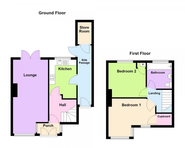 Floor Plan Image for 2 Bedroom Semi-Detached House for Sale in Atlantic Road, Great Barr, Birmingham, B44 8LJ