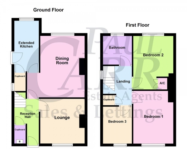 Floor Plan for 3 Bedroom Semi-Detached House for Sale in Aylesbury Crescent, Kingstanding, Birmingham B44 0DY, Kingstanding, B44, 0DY - Offers Over &pound160,000