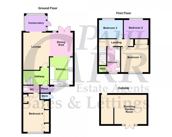 Floor Plan Image for 4 Bedroom Terraced House for Sale in Beckenham Avenue, Kingstanding, Birmingham, B44 0QY