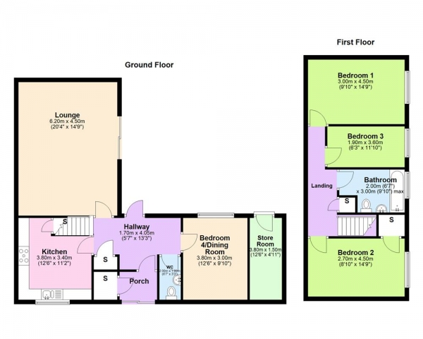 Floor Plan Image for 4 Bedroom End of Terrace House for Sale in Landswood Close, Kingstanding, Birmingham, B44 0LF