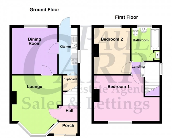 Floor Plan Image for 2 Bedroom End of Terrace House for Sale in Dyas Road, Great Barr, Birmingham, B44 8TE