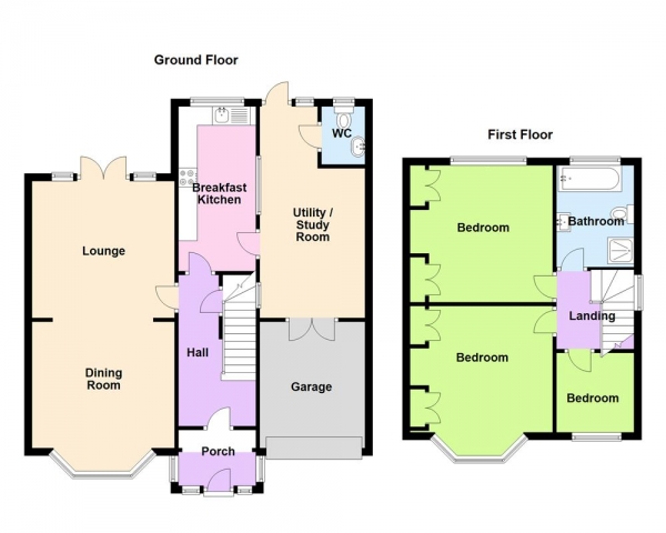 Floor Plan for 3 Bedroom Semi-Detached House for Sale in Coppice View Road, Sutton Coldfield, B73 6UE, B73, 6UE - Offers in Excess of &pound355,000