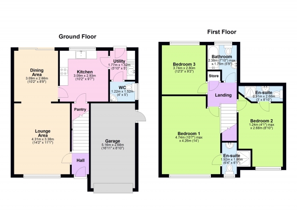 Floor Plan Image for 3 Bedroom Detached House for Sale in Blue Cedar Drive, Streetly, Sutton Coldfield, B74 2AE