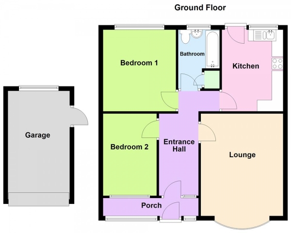 Floor Plan for 2 Bedroom Semi-Detached Bungalow for Sale in Valley Road, Streetly, Sutton Coldfield, B74 2JE, Streetly, B74, 2JE - Offers Over &pound285,000