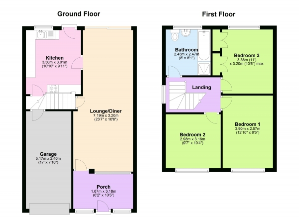 Floor Plan Image for 3 Bedroom End of Terrace House for Sale in Oakwood Drive, Streetly, Sutton Coldfield, B74 3SZ