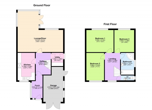 Floor Plan for 3 Bedroom Semi-Detached House for Sale in Fordwater Road, Streetly, Sutton Coldfield, B74 2BQ, Streetly, B74, 2BQ - Offers Over &pound315,000