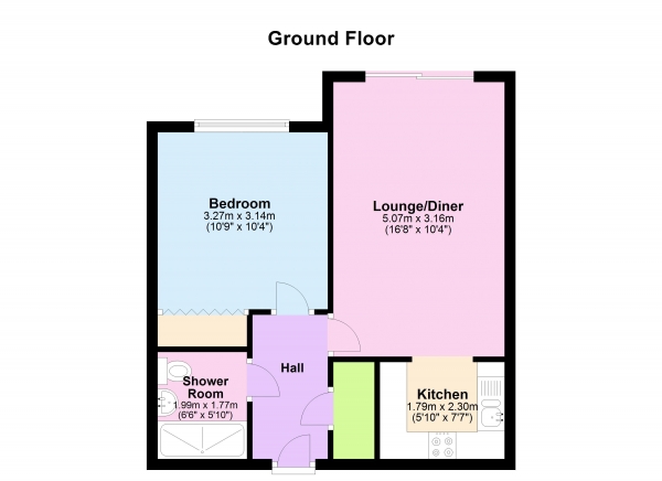 Floor Plan Image for 1 Bedroom Retirement Property for Sale in Jerome Court, Langham Green, Streetly, Sutton Coldfield, B74 3PS