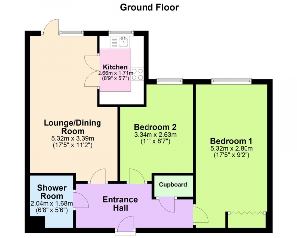 Floor Plan Image for 2 Bedroom Retirement Property for Sale in Hunters Court, Chester Road, Sutton Coldfield