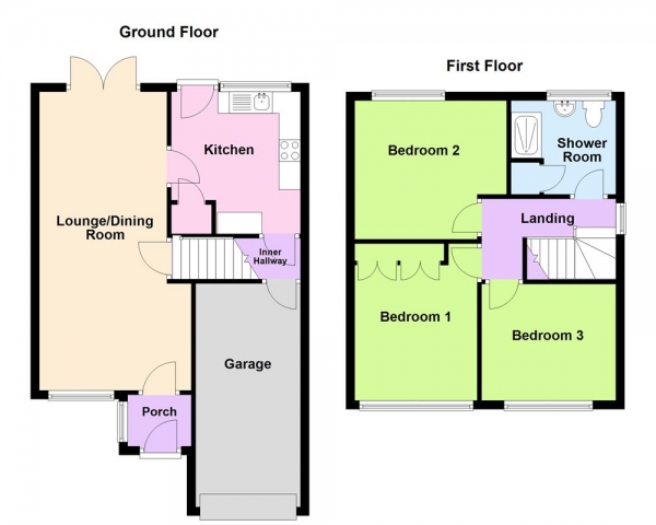 Floor Plan Image for 3 Bedroom End of Terrace House for Sale in Mulberry Walk, Streetly, Sutton Coldfield, B74 3TE