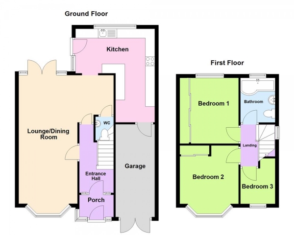 Floor Plan Image for 3 Bedroom Semi-Detached House for Sale in Hollyhurst Road, Sutton Coldfield, B73 6SY