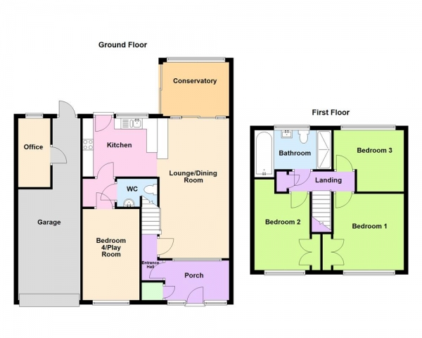Floor Plan Image for 3 Bedroom End of Terrace House for Sale in Moss Way, Streetly, Sutton Coldfield, B74 2BT