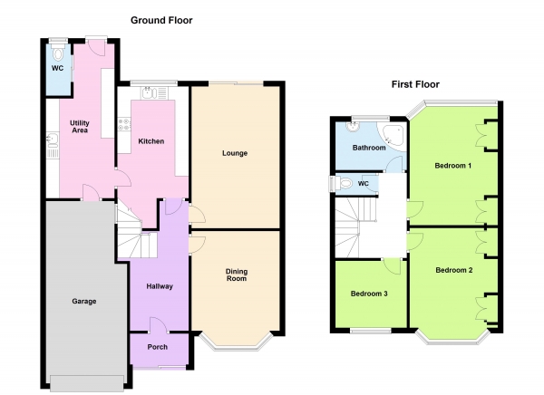 Floor Plan for 3 Bedroom Semi-Detached House for Sale in Hollyhurst Road, Sutton Coldfield, B73 6SY, B73, 6SY - OIRO &pound340,000