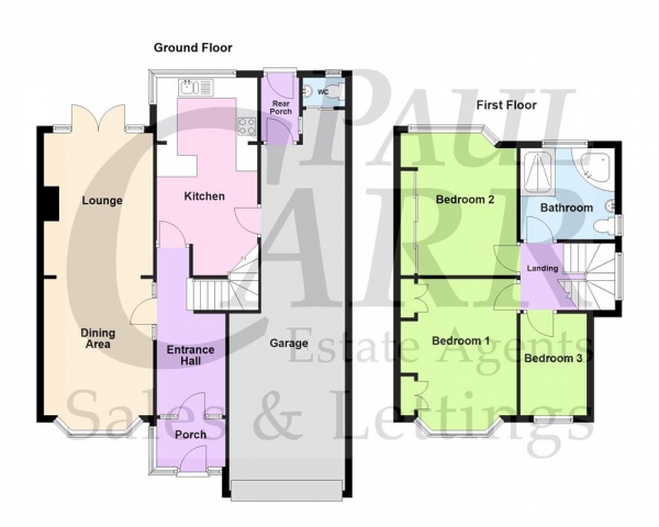 Floor Plan for 3 Bedroom Semi-Detached House for Sale in Hollyhurst Road, Sutton Coldfield, B73, 6SY -  &pound340,000