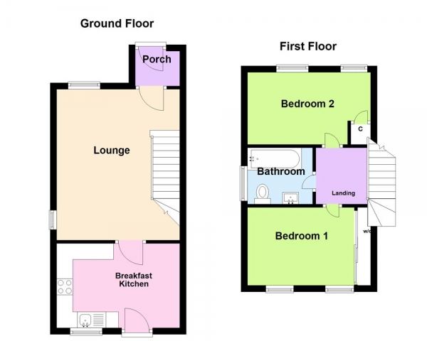 Floor Plan Image for 2 Bedroom Semi-Detached House for Sale in Compton Drive, Streetly, Sutton Coldfield