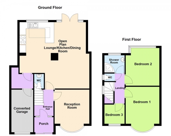 Floor Plan for 3 Bedroom Semi-Detached House for Sale in George Frederick Road, Sutton Coldfield, B73 6TB, B73, 6TB -  &pound350,000