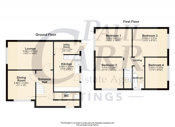 Floor Plan for 4 Bedroom End of Terrace House to Rent in Wilmot Drive, Erdington, Birmingham B23 5TS, Erdington, B23, 5TS - £312 pw | £1350 pcm