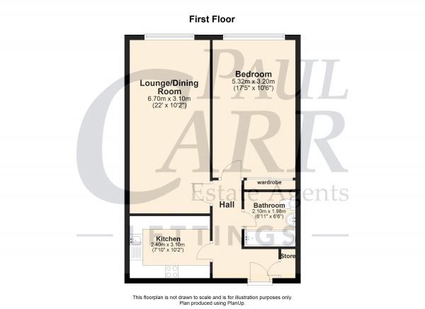 Floor Plan Image for 1 Bedroom Apartment to Rent in Walmley Park Court, Wylde Green Road, Walmley, Sutton Coldfield, B76 1RJ