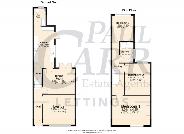 Floor Plan Image for 3 Bedroom Terraced House to Rent in Edwards Road, Erdington, B24 9HB