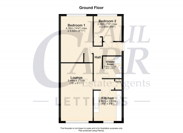 Floor Plan for 2 Bedroom Apartment to Rent in Lakeside Walk, Erdington, Birmingham B23 7YP, Erdington, B23, 7YP - £225 pw | £975 pcm