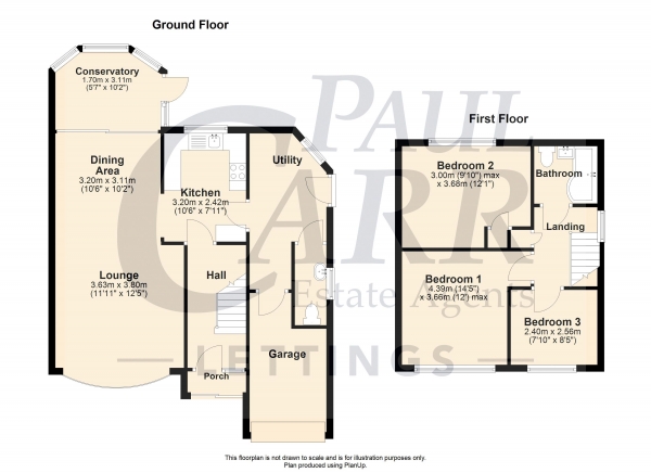 Floor Plan Image for 3 Bedroom Semi-Detached House to Rent in Wimperis Way, Great Barr, Birmingham B43 7DF