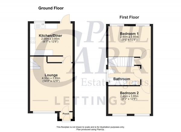 Floor Plan Image for 2 Bedroom Semi-Detached House to Rent in Larchfield Close, Handsworth Wood, Birmingham B20 2LZ