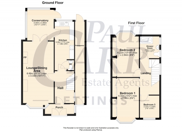 Floor Plan Image for 3 Bedroom Semi-Detached House to Rent in Kingstanding Road, Kingstanding, Birmingham, B44 9RH