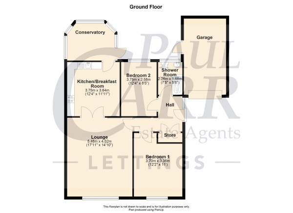 Floor Plan Image for 2 Bedroom Detached Bungalow to Rent in Harpur Road, Walsall WS4 2DN