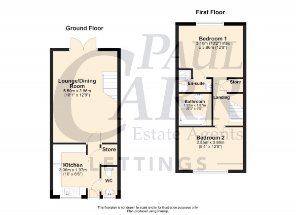 Floor Plan Image for 2 Bedroom Terraced House to Rent in Guillimot Grove, Erdington,  Birmingham B23 5AL