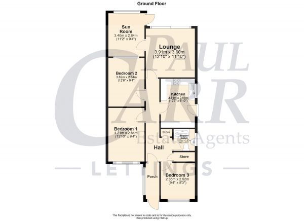 Floor Plan Image for 3 Bedroom Semi-Detached Bungalow to Rent in Orton Avenue, Walmley, Sutton Coldfield, B76 1JL