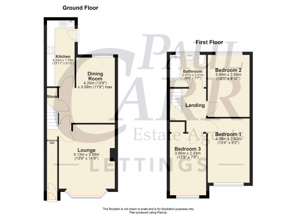 Floor Plan Image for 3 Bedroom Terraced House to Rent in Danesbury Crescent, KIngstanding, Birmingham B44 0QS