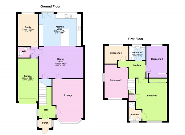 Floor Plan Image for 4 Bedroom Detached House for Sale in Amble Close, Streetly, Sutton Coldfield, B74 2FP