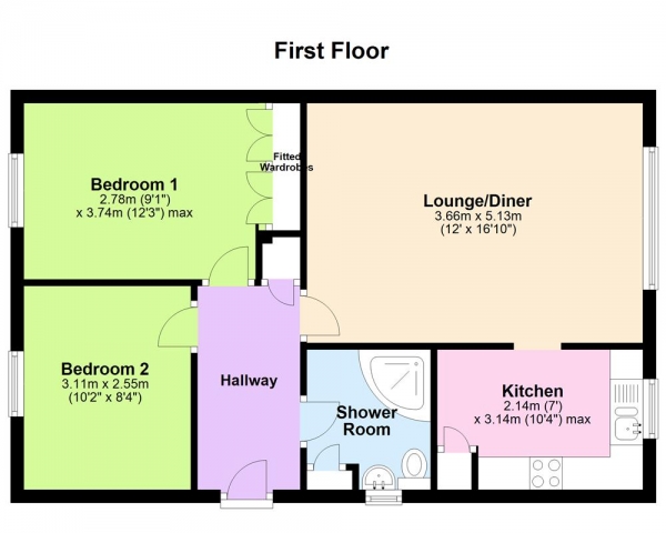 Floor Plan Image for 2 Bedroom Apartment for Sale in Croxton Court, Aldridge Road, Sutton Coldfield