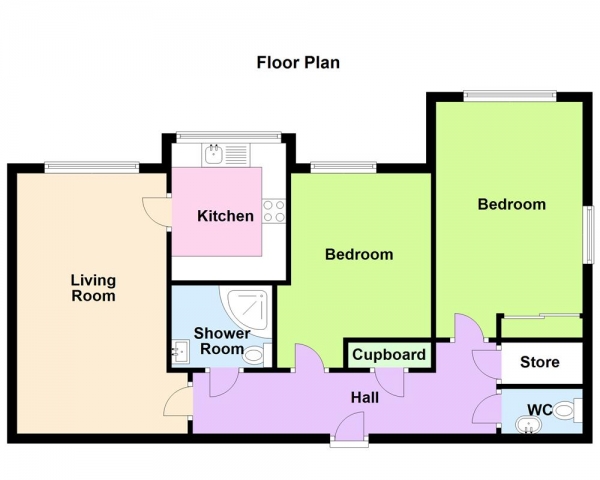 Floor Plan for 2 Bedroom Retirement Property for Sale in Church Road, Sutton Coldfield, B73, 5RX - OIRO &pound175,000