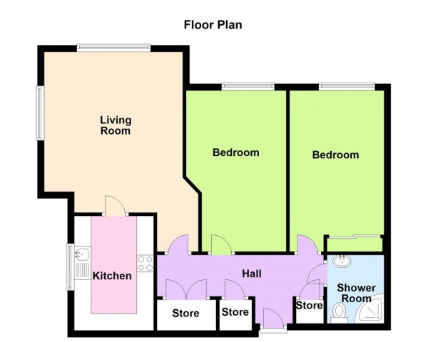 Floor Plan for 2 Bedroom Retirement Property for Sale in Church Road, Sutton Coldfield B73 5RZ, B73, 5RZ -  &pound190,000