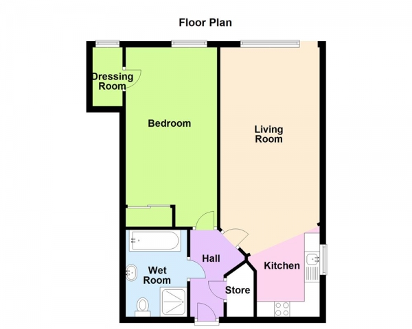 Floor Plan for 1 Bedroom Retirement Property for Sale in Boldmere Road, Sutton Coldfield, B73 5XF, B73, 5XF -  &pound110,000